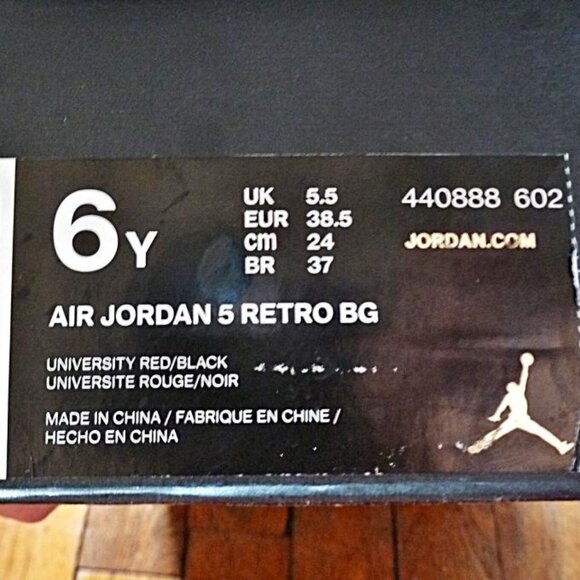 Air Jordan 5 Retro BG Red Suede, Size US M6(Y), W7.5 - Picture 15 of 16